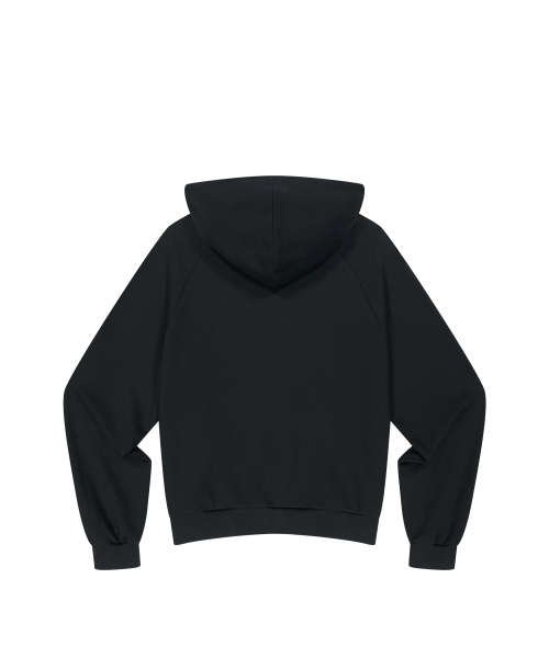 BUTTON COLOR BLOCK HOODIE JACKET BLACK