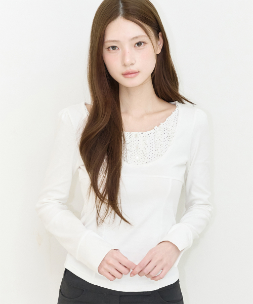 RUFFLE LAYERED LONG SLEEVE DOT