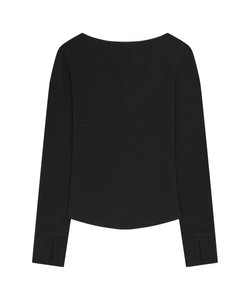 RUFFLE LAYERED LONG SLEEVE BLACK