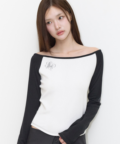 LETTERING COLOR-BLOCK LONG SLEEVE WHITE
