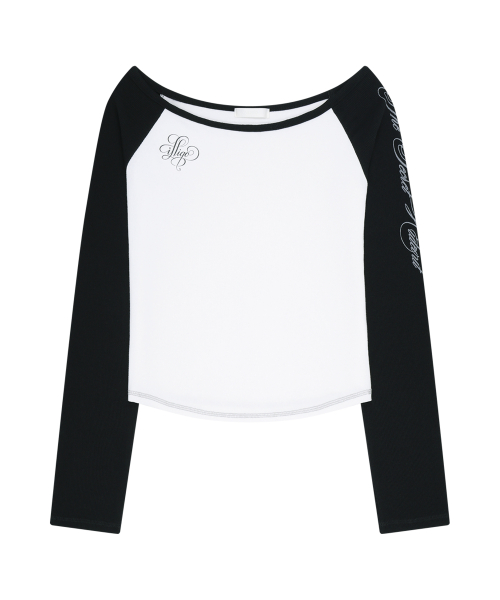 LETTERING COLOR-BLOCK LONG SLEEVE WHITE