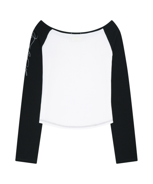LETTERING COLOR-BLOCK LONG SLEEVE WHITE