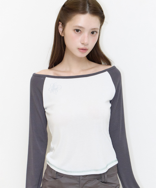 LETTERING COLOR-BLOCK LONG SLEEVE MINT
