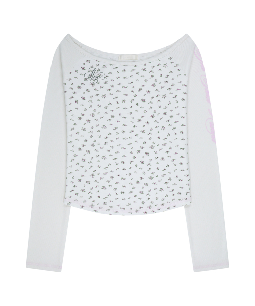 LETTERING COLOR-BLOCK LONG SLEEVE FLOWER