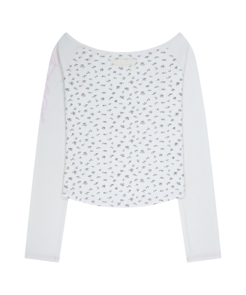 LETTERING COLOR-BLOCK LONG SLEEVE FLOWER