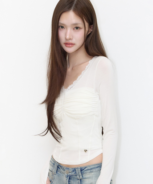 LACE CORSET LONG SLEEVE WHITE