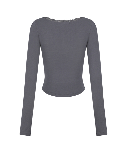 LACE CORSET LONG SLEEVE CHARCOAL