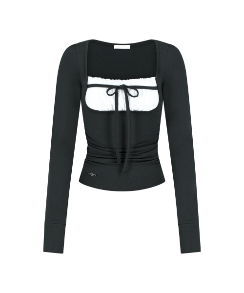 ROSY SQUARE-NECK TOP CHARCOAL