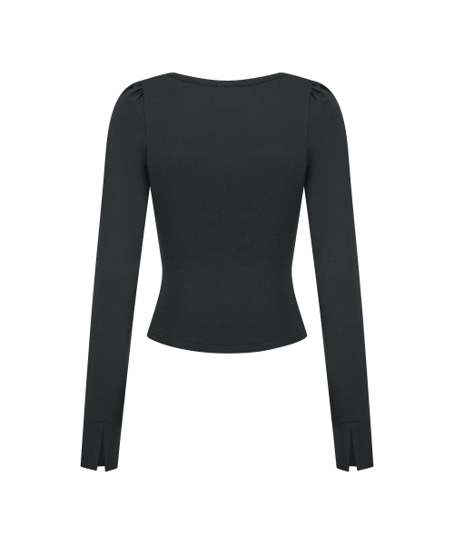 ROSY SQUARE-NECK TOP CHARCOAL