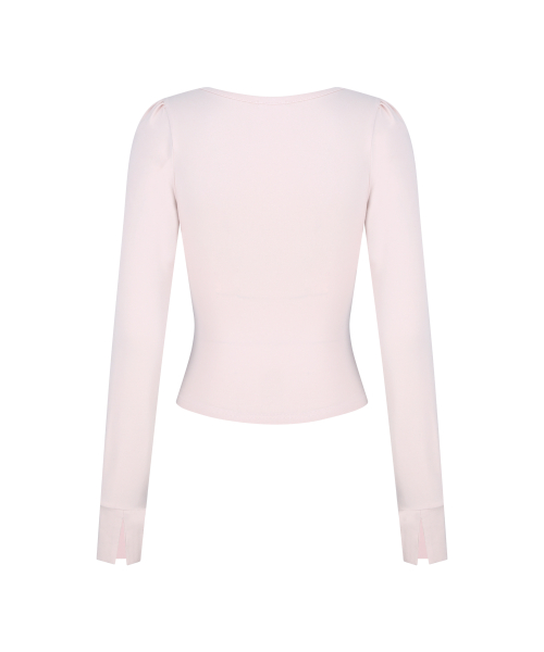 ROSY SQUARE-NECK TOP PINK