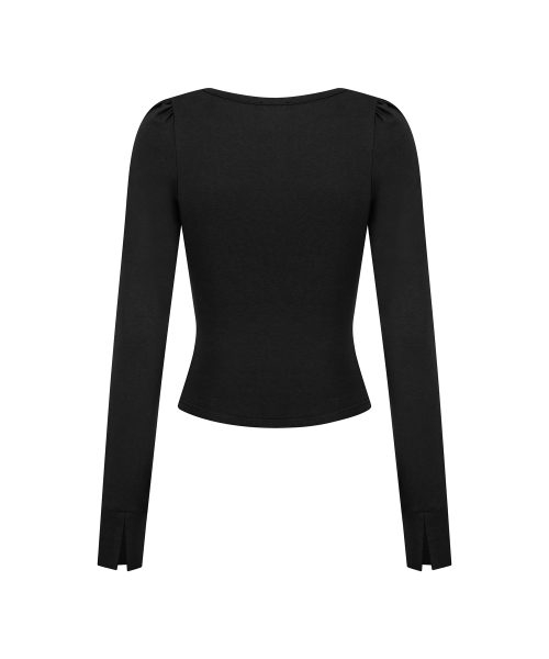 ROSY SQUARE-NECK TOP BLACK