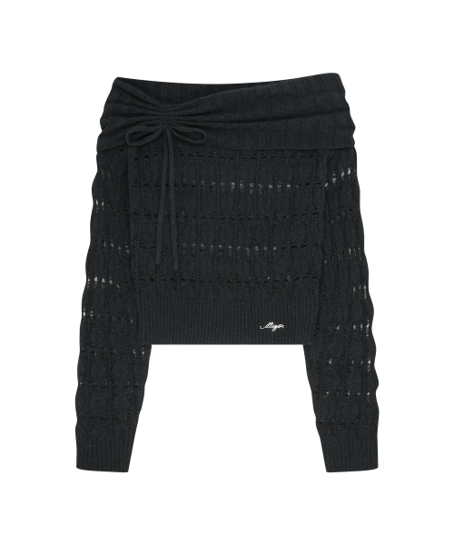 PUNCHING LOOSE OFF SHOULDER KNIT BLACK