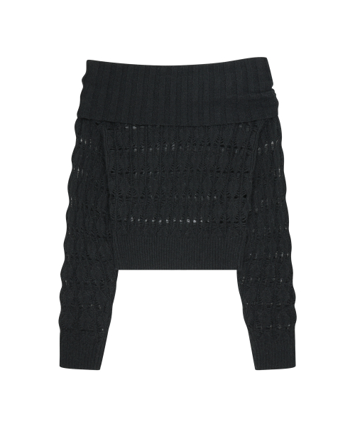PUNCHING LOOSE OFF SHOULDER KNIT BLACK