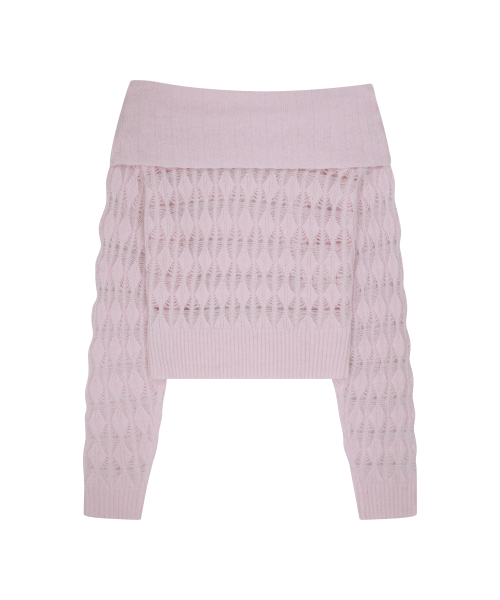 PUNCHING LOOSE OFF SHOULDER KNIT PINK
