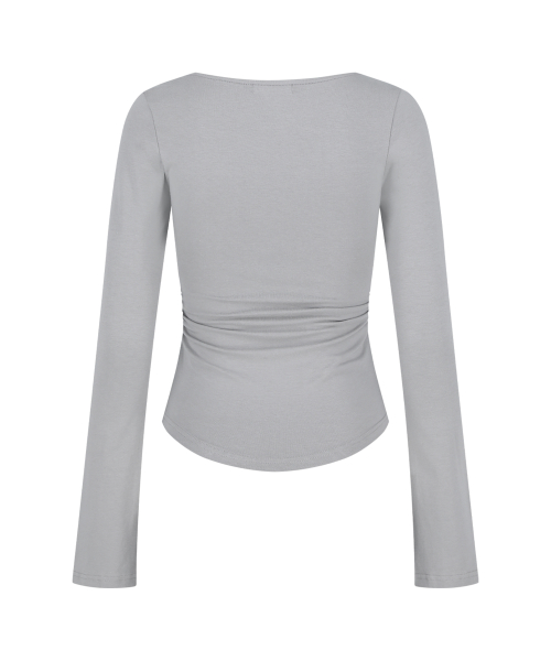 SMOCK SQUARE NECK LONG SLEEVE GRAY