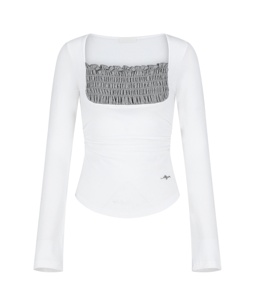 SMOCK SQUARE NECK LONG SLEEVE WHITE