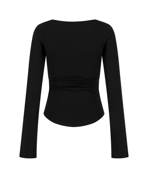 SMOCK SQUARE NECK LONG SLEEVE BLACK