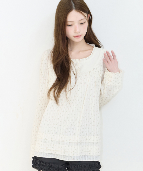COTTAGE FRILL BLOUSE IVORY