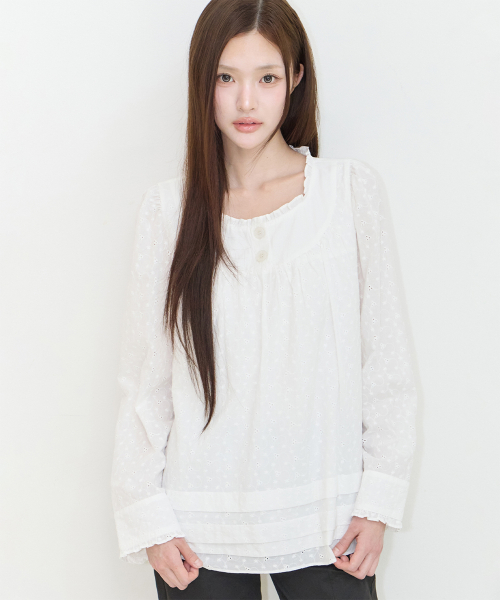 COTTAGE FRILL BLOUSE WHITE