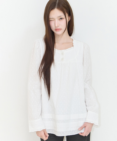 COTTAGE FRILL BLOUSE WHITE