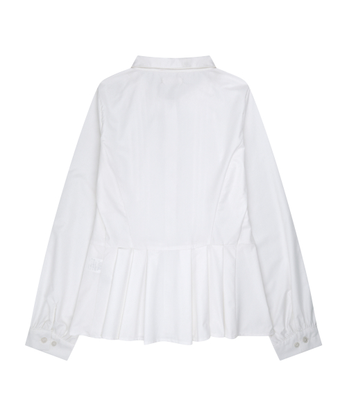 PLEATS DOUBLE BOW BLOUSE WHITE