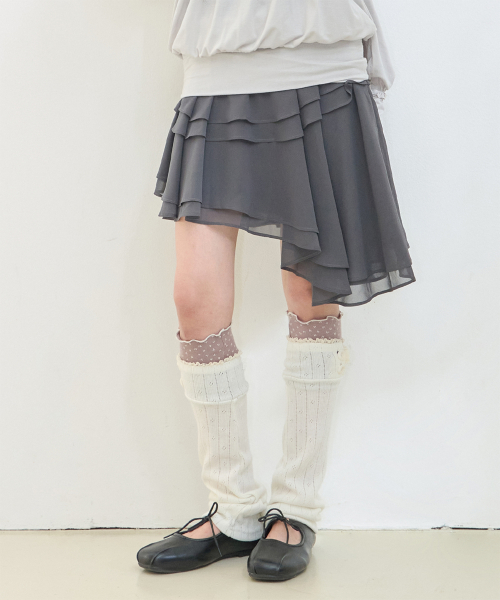 SHEER UNBALANCED SKIRT CHARCOAL