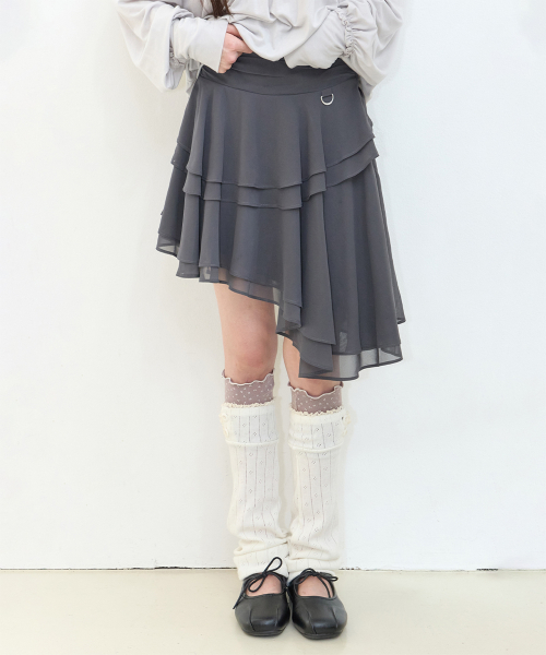 SHEER UNBALANCED SKIRT CHARCOAL