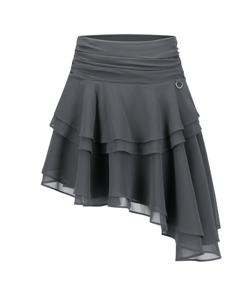 SHEER UNBALANCED SKIRT CHARCOAL