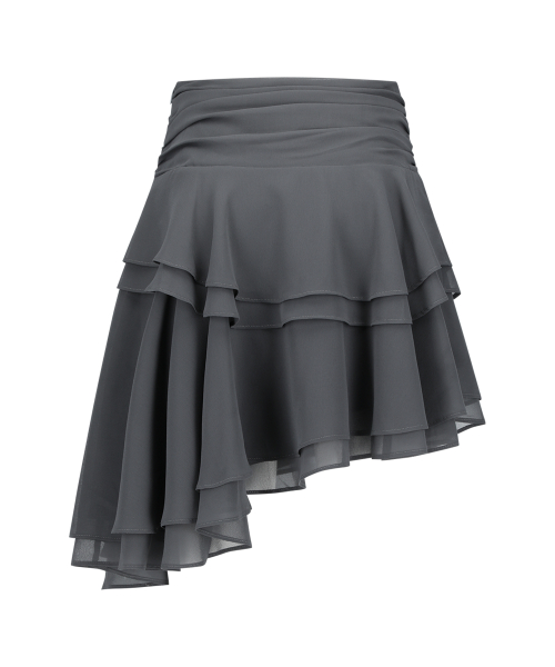 SHEER UNBALANCED SKIRT CHARCOAL