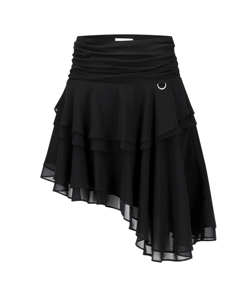 SHEER UNBALANCED SKIRT BLACK