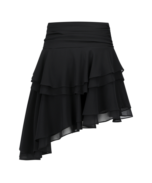 SHEER UNBALANCED SKIRT BLACK