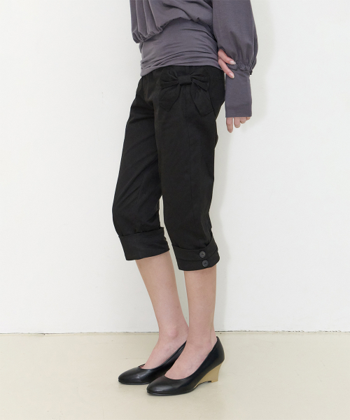 TWIN BOW CAPRI PANTS BLACK