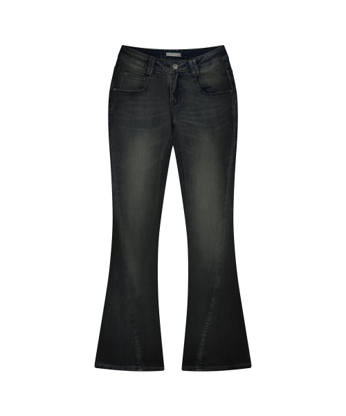 WASHED BOOTCUT DENIM PANTS BLACK