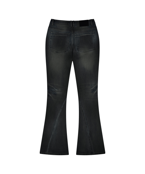 WASHED BOOTCUT DENIM PANTS BLACK