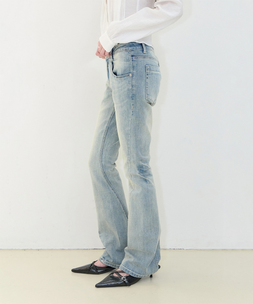 WASHED BOOTCUT DENIM PANTS LIGHT BLUE