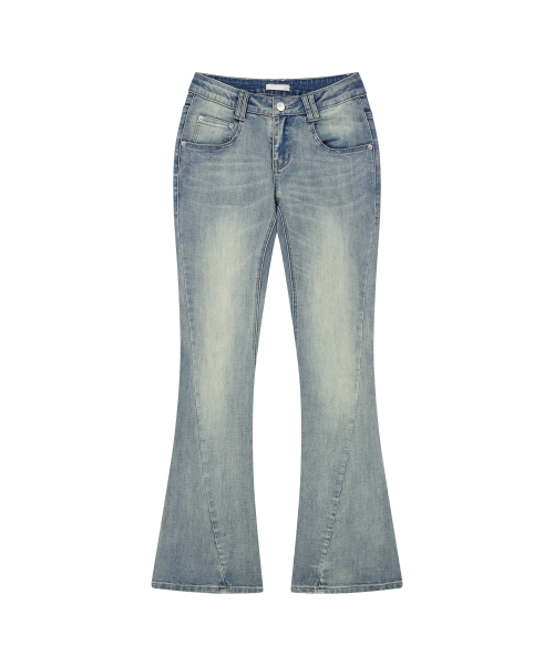 WASHED BOOTCUT DENIM PANTS LIGHT BLUE