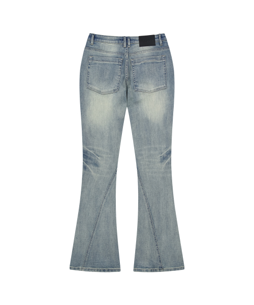 WASHED BOOTCUT DENIM PANTS LIGHT BLUE