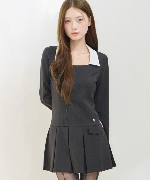 IVY PLEATED DRESS BLACK
