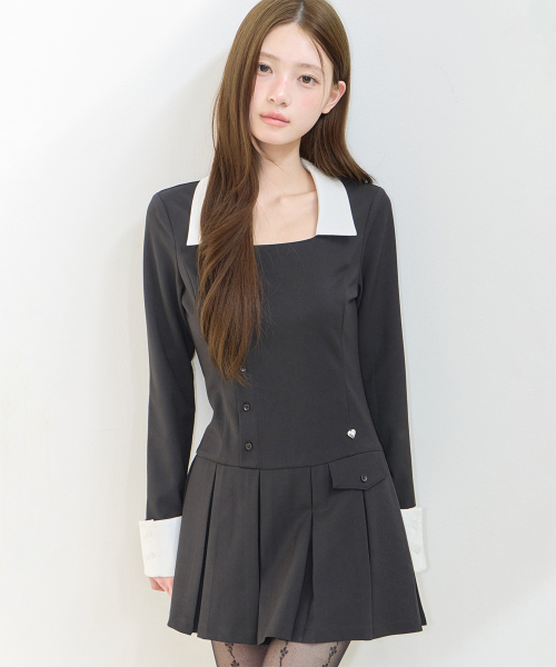IVY PLEATED DRESS BLACK