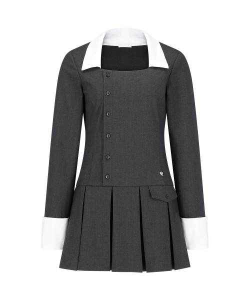 IVY PLEATED DRESS CHARCOAL