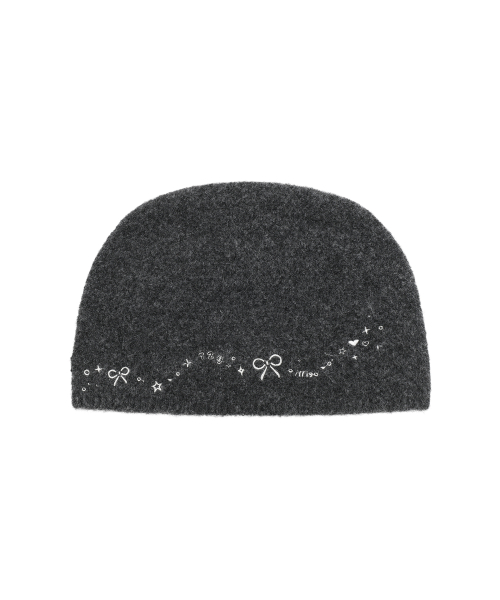 DRAWING EMBROIDERY BEANIE CHARCOAL