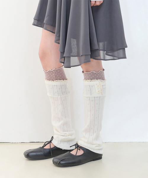 LACE COLOR-BLOCK LEG WARMER BLACK