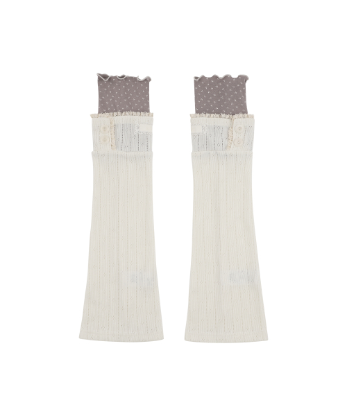 LACE COLOR-BLOCK LEG WARMER BLACK