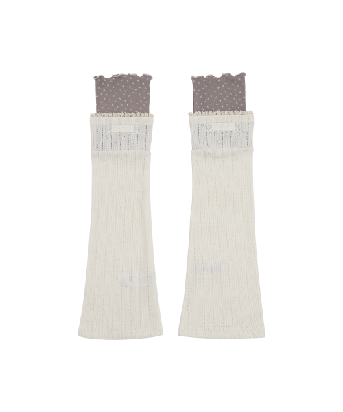 LACE COLOR-BLOCK LEG WARMER BLACK