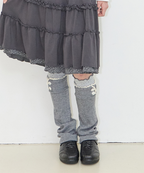 LACE COLOR-BLOCK LEG WARMER IVORY