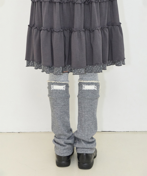 LACE COLOR-BLOCK LEG WARMER IVORY