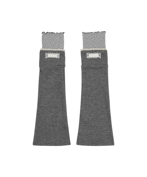 LACE COLOR-BLOCK LEG WARMER IVORY