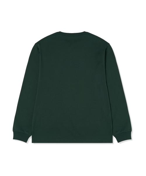 C로고 오버핏 조그택 롱슬리브 티셔츠 Dark Green