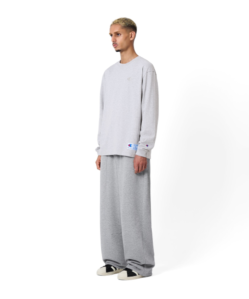 C로고 오버핏 조그택 롱슬리브 티셔츠 Light Grey