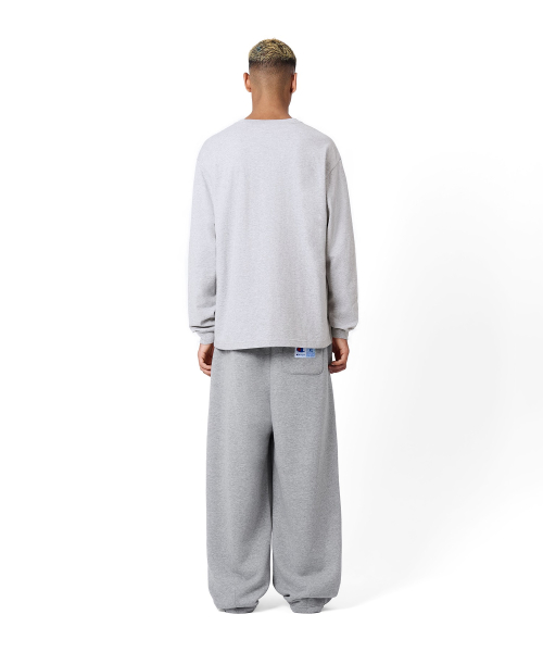 C로고 오버핏 조그택 롱슬리브 티셔츠 Light Grey